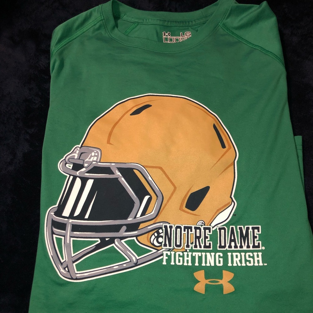 -Green UA ND Helmet Logo T-shirt size large